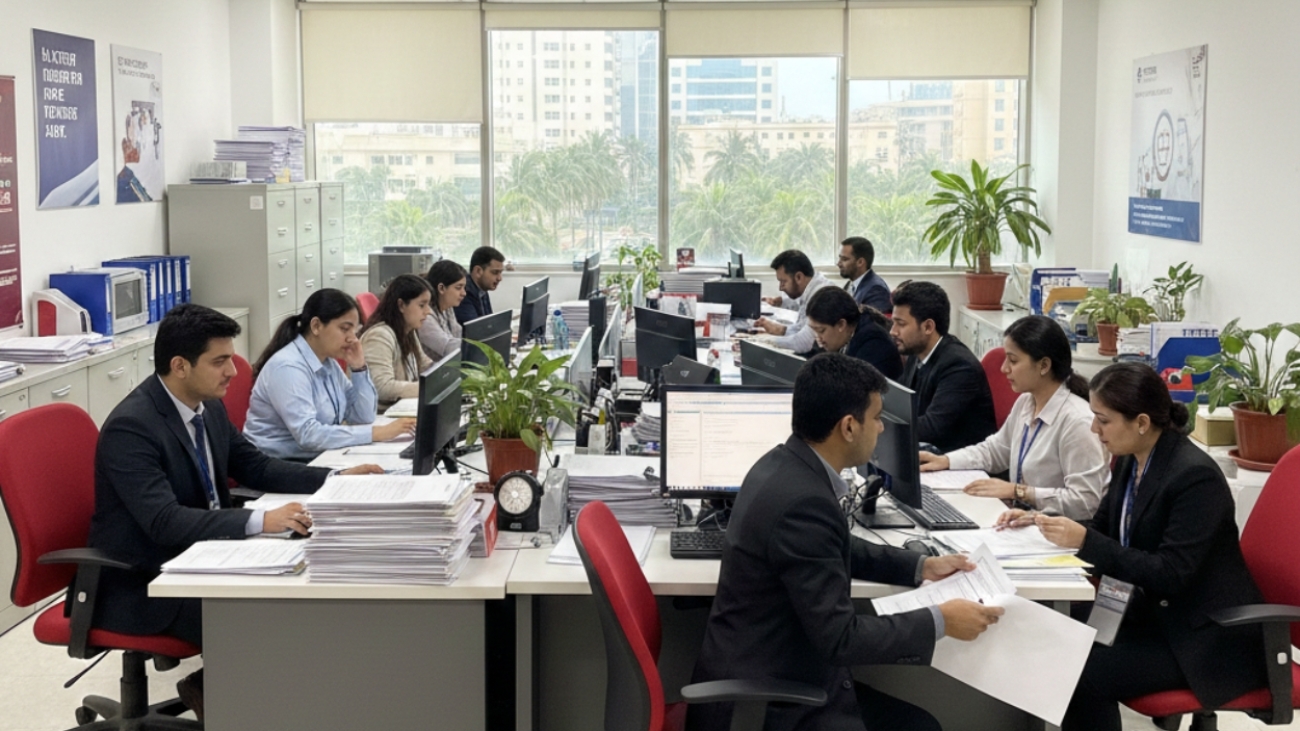 Sterling, the PSEB registration team working in the office in, Pakistan