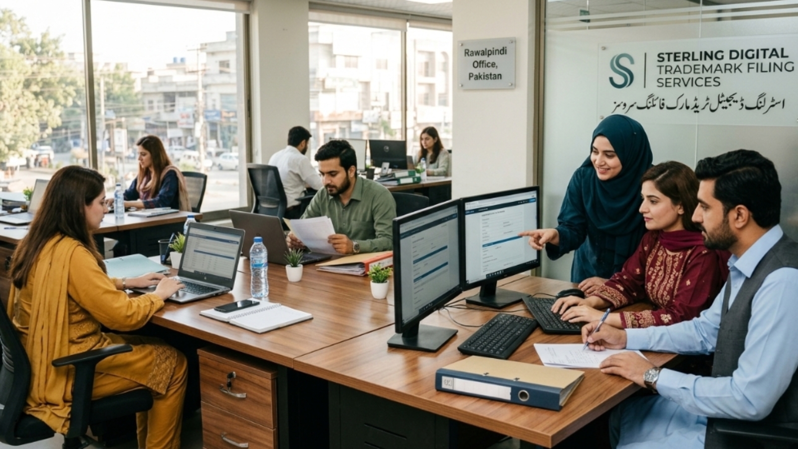 Sterling , Digital trademark filing services team working in the office, Pakistan