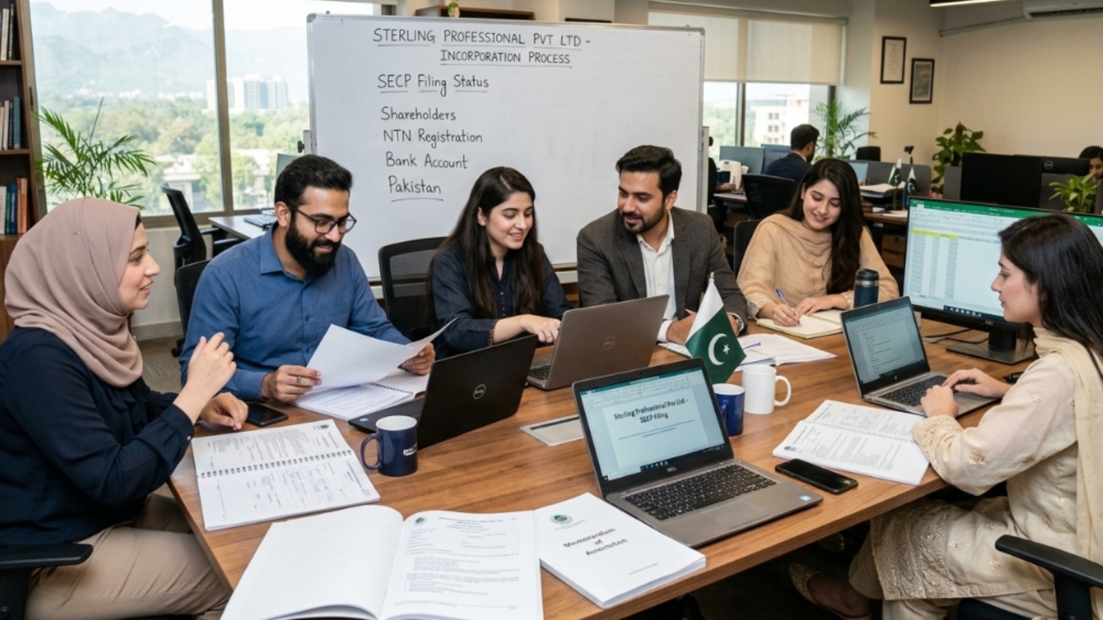 Sterling, Professional Pvt Ltd incorporation team working in the office, Pakistan