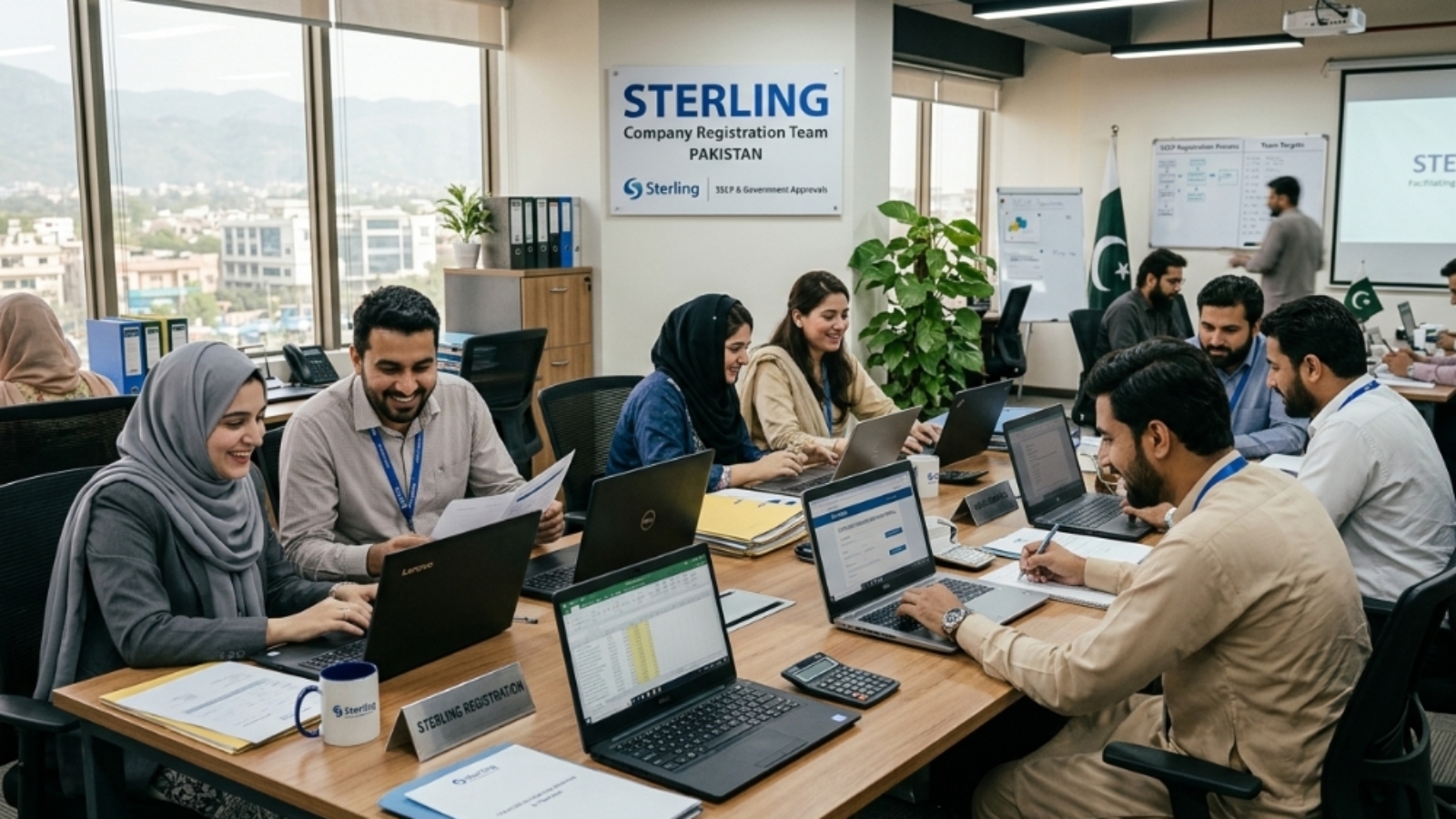 Sterling, company Registration team working in the office in Pakistan