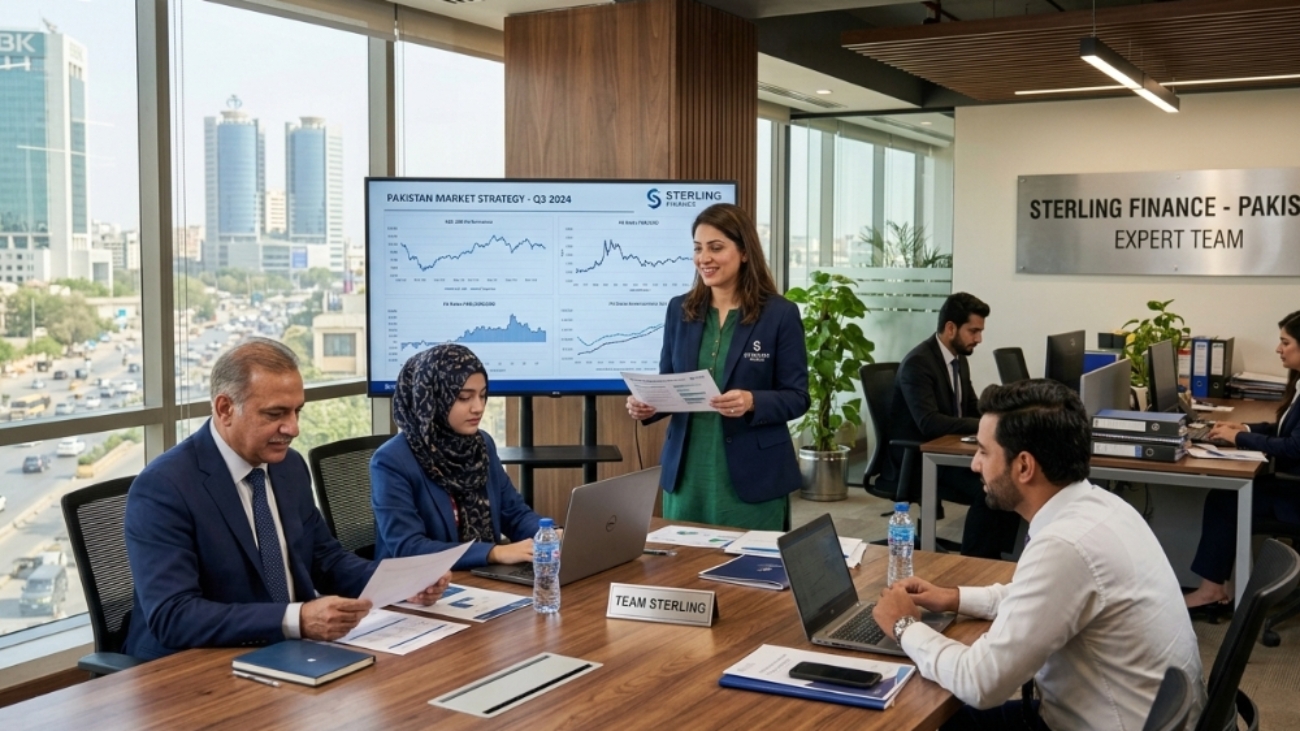 Sterling, finance expert team in the office in Pakistan