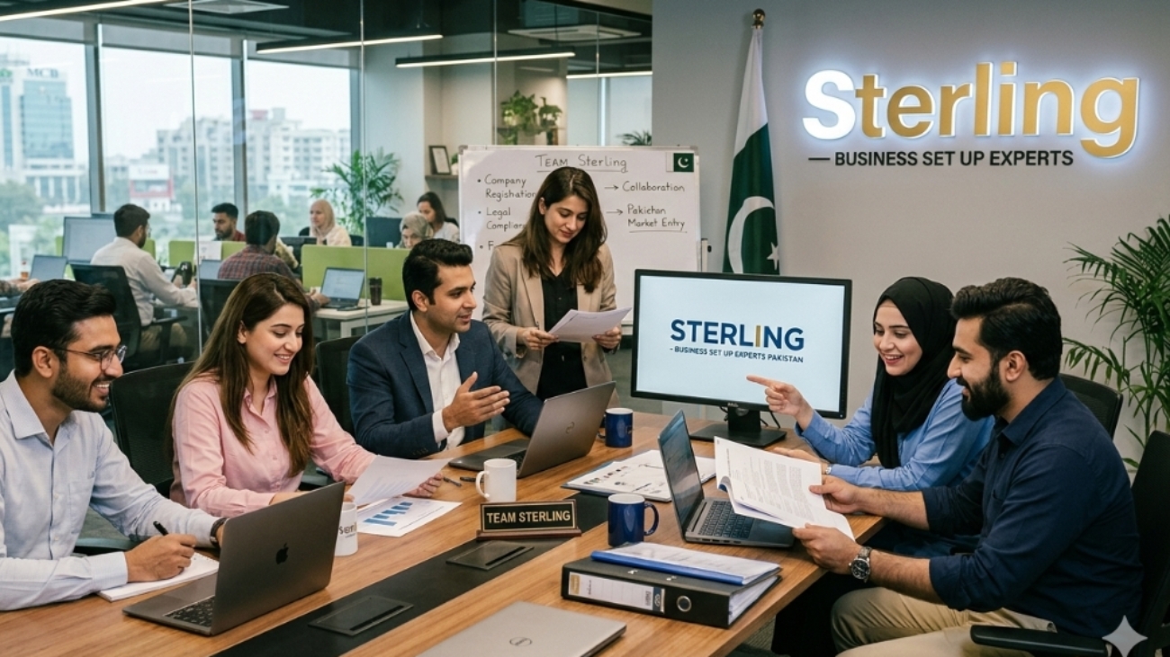 Sterling, the business set up expert team in the office in Pakistan