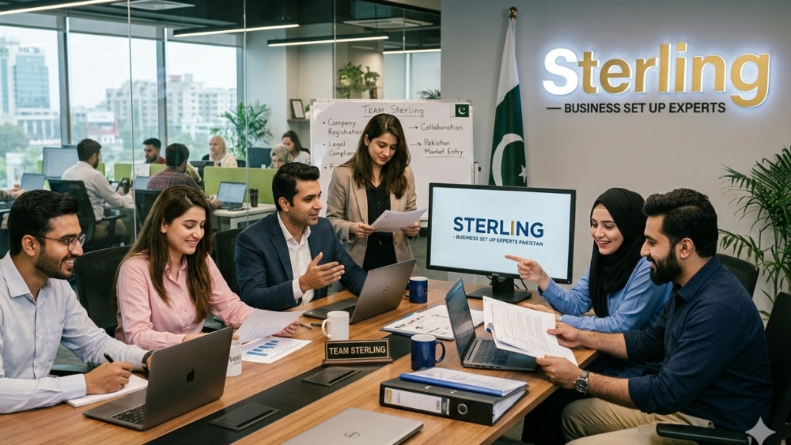 Sterling, the business set up expert team in the office in Pakistan