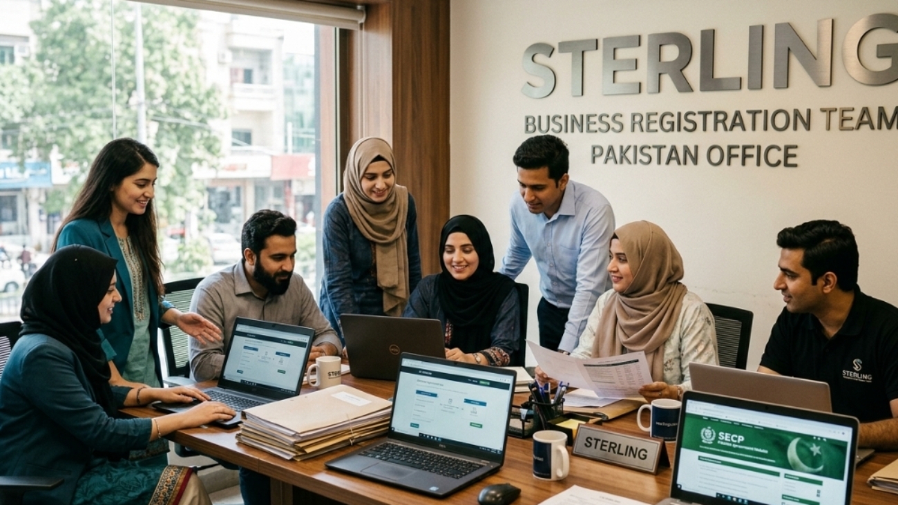 Sterling, company Business Registration team in the office in Pakistan