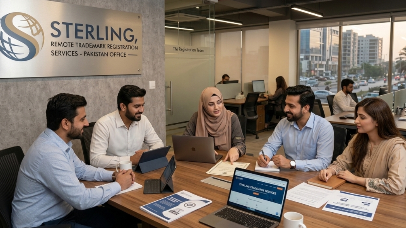 Sterling, Remote trademark registration Services team in the office in Pakistan