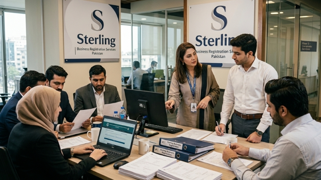 Sterling, business Registration team in the office in Pakistan
