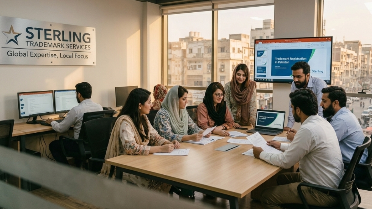 sterling, trademark services team working in the office in pakistan