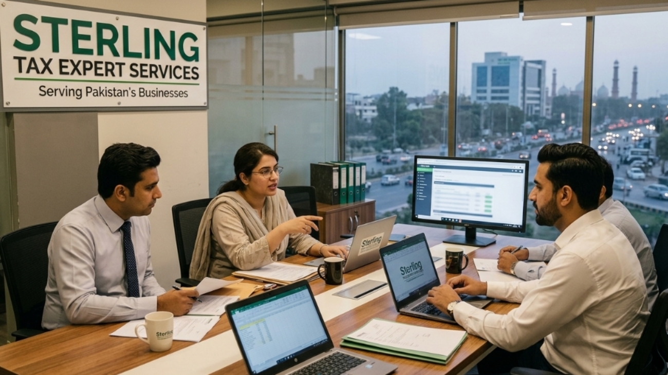 Sterling, tax expert services expert team working in the office in Pakistan