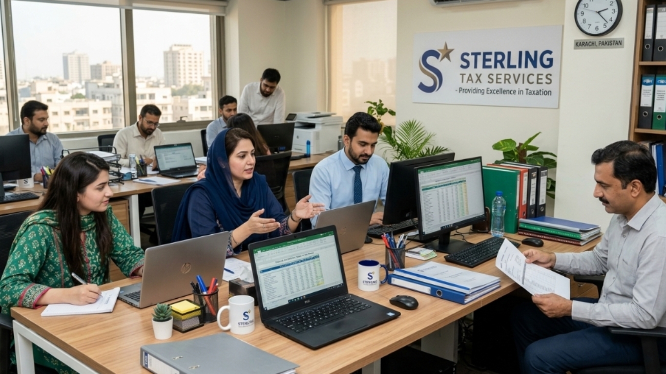 Sterling, Tax Services team working in the office, Pakistan
